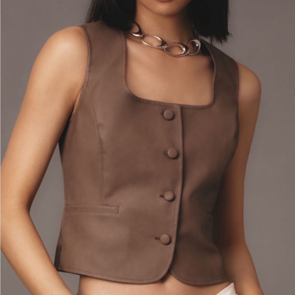 Flat White Faux Leather Vest